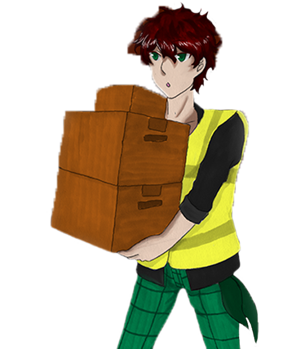 Anime style illustration of a Warehouse Associate