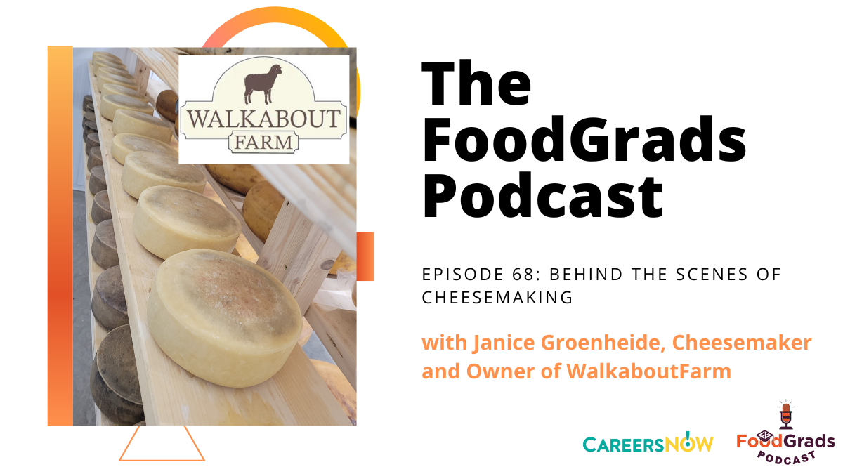 FoodGrads Podcast Ep 68: Behind the Scenes of Cheesemaking with Janice Groenheide, Cheesemaker and Owner of WalkaboutFarm
