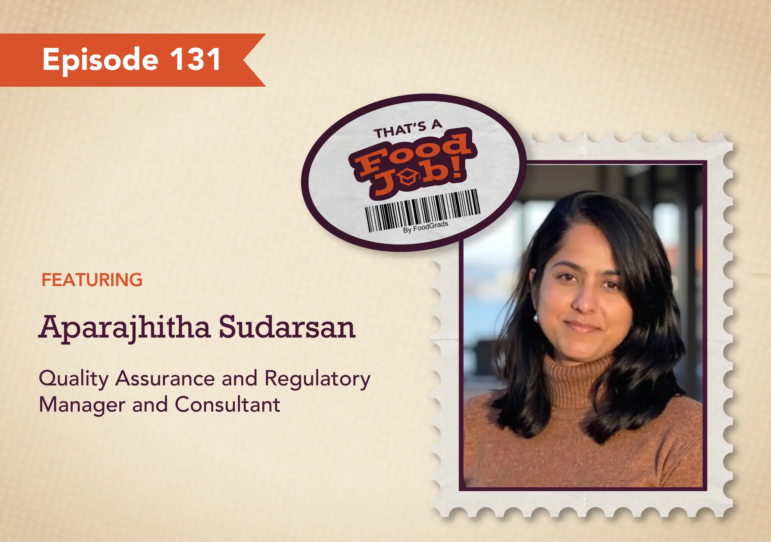 That's a Food Job podcast Episode 131 Aparajhitha Sudarsan headshot